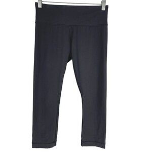 Lululemon Wunder Under Crop Leggings Womens Size 4 Black Solid Workout PT-2238‎
